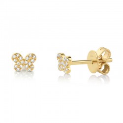 0.07ct 14k Yellow Gold Diamond Pave Butterfly Stud Earring