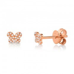 0.07ct 14k Rose Gold Diamond Pave Butterfly Stud Earring