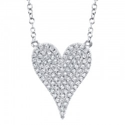 0.21ct 14k White Gold Diamond Pave Heart Necklace