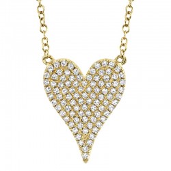 0.21ct 14k Yellow Gold Diamond Pave Heart Necklace