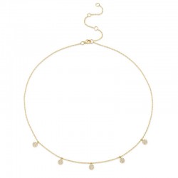 0.22ct 14k Yellow Gold Diamond Pave Circle Necklace