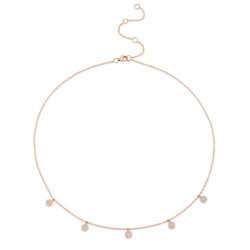 0.22ct 14k Rose Gold Diamond Pave Circle Necklace