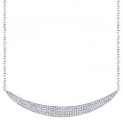 0.42ct 14k White Gold Diamond Pave Crescent Necklace