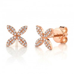 0.16ct 14k Rose Gold Diamond Flower Stud Earring
