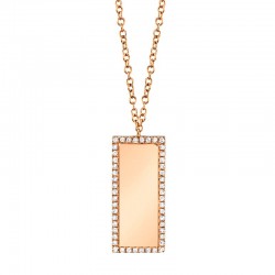 0.11ct 14k Rose Gold Diamond Bar ID Necklace
