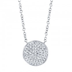 0.15ct 14k White Gold Diamond Pave Circle Necklace