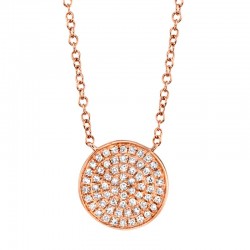 0.15ct 14k Rose Gold Diamond Pave Circle Necklace
