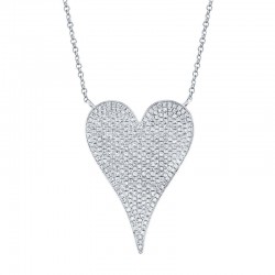 0.83ct 14k White Gold Diamond Heart Necklace