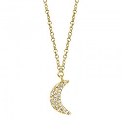 0.06ct 14k Yellow Gold Crescent Moon Necklace