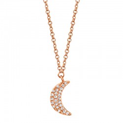 0.06ct 14k Rose Gold Crescent Moon Necklace