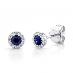 0.08ct Diamond & 0.28ct Blue Sapphire 14k White Gold Stud Earring