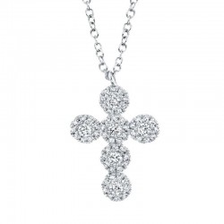 0.25ct 14k White Gold Diamond Cross Necklace