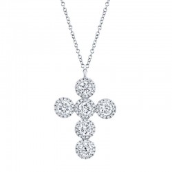 1.42ct 14k White Gold Diamond Cross Necklace