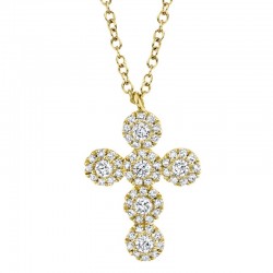 0.25ct 14k Yellow Gold Diamond Cross Necklace
