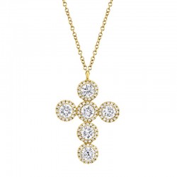 1.42ct 14k Yellow Gold Diamond Cross Necklace