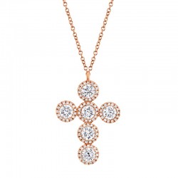 1.42ct 14k Rose Gold Diamond Cross Necklace
