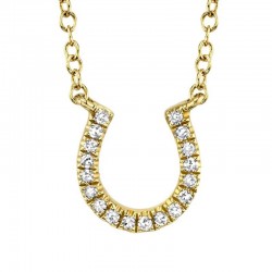 0.06ct 14k Yellow Gold Diamond Horseshoe Necklace