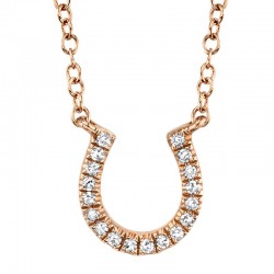 0.06ct 14k Rose Gold Diamond Horseshoe Necklace