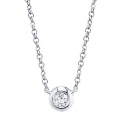 0.05ct 14k White Gold Diamond Bezel Necklace