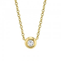 0.05ct 14k Yellow Gold Diamond Bezel Necklace