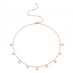 0.12ct 14k Rose Gold Diamond Pave Circle Choker Necklace