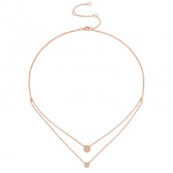 0.16ct 14k Rose Gold Diamond Pave Circle Necklace