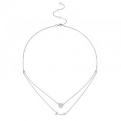 0.18ct 14k White Gold Diamond Heart & Arrow Necklace