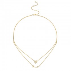 0.18ct 14k Yellow Gold Diamond Heart & Arrow Necklace