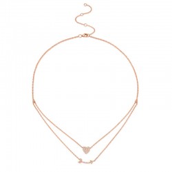 0.18ct 14k Rose Gold Diamond Heart & Arrow Necklace