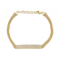 0.39ct 14k Yellow Gold Diamond Pave Bar Bracelet