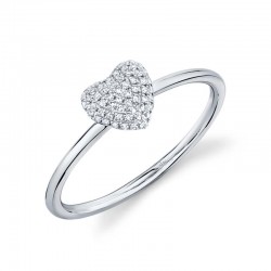 0.11ct 14k White Gold Diamond Pave Heart Ring