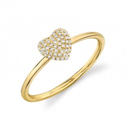 0.11ct 14k Yellow Gold Diamond Pave Heart Ring