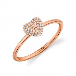 0.11ct 14k Rose Gold Diamond Pave Heart Ring