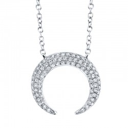 0.20ct 14k White Gold Diamond Pave Crescent Necklace