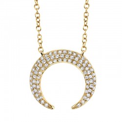 0.20ct 14k Yellow Gold Diamond Pave Crescent Necklace
