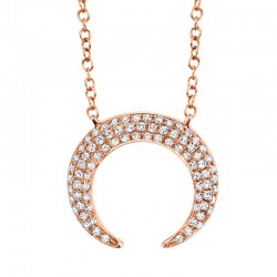 0.20ct 14k Rose Gold Diamond Pave Crescent Necklace