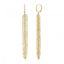 1.43ct 14k Yellow Gold Diamond Feather Earring