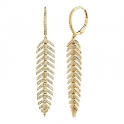 0.60ct 14k Yellow Gold Diamond Feather Earring