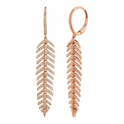 0.60ct 14k Rose Gold Diamond Feather Earring