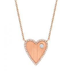 0.16ct 14k Rose Gold Diamond Heart Necklace
