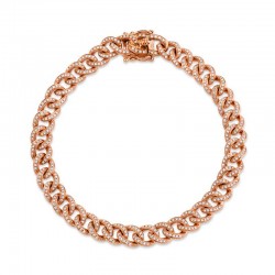 1.05ct 14k Rose Gold Diamond Pave Chain Bracelet
