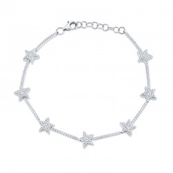 0.84ct 14k White Gold Diamond Star Bracelet