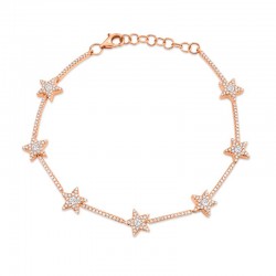 0.84ct 14k Rose Gold Diamond Star Bracelet