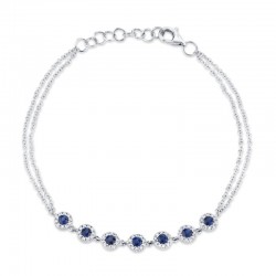 0.21ct Diamond & 0.53ct Blue Sapphire 14k White Gold Diamond Bracelet