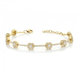 1.29ct 14k Yellow Gold Diamond Clover Bracelet