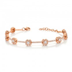 1.29ct 14k Rose Gold Diamond Clover Bracelet