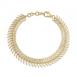 1.45ct 14k Yellow Gold Diamond Feather Bracelet