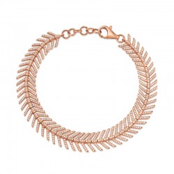 1.45ct 14k Rose Gold Diamond Feather Bracelet