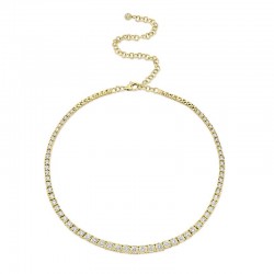 4.39ct 14k Yellow Gold Diamond Tennis Necklace