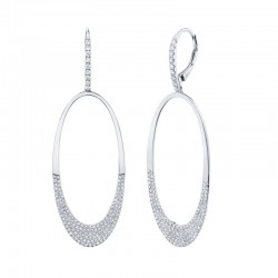 0.94ct 14k White Gold Diamond Pave Oval Earring